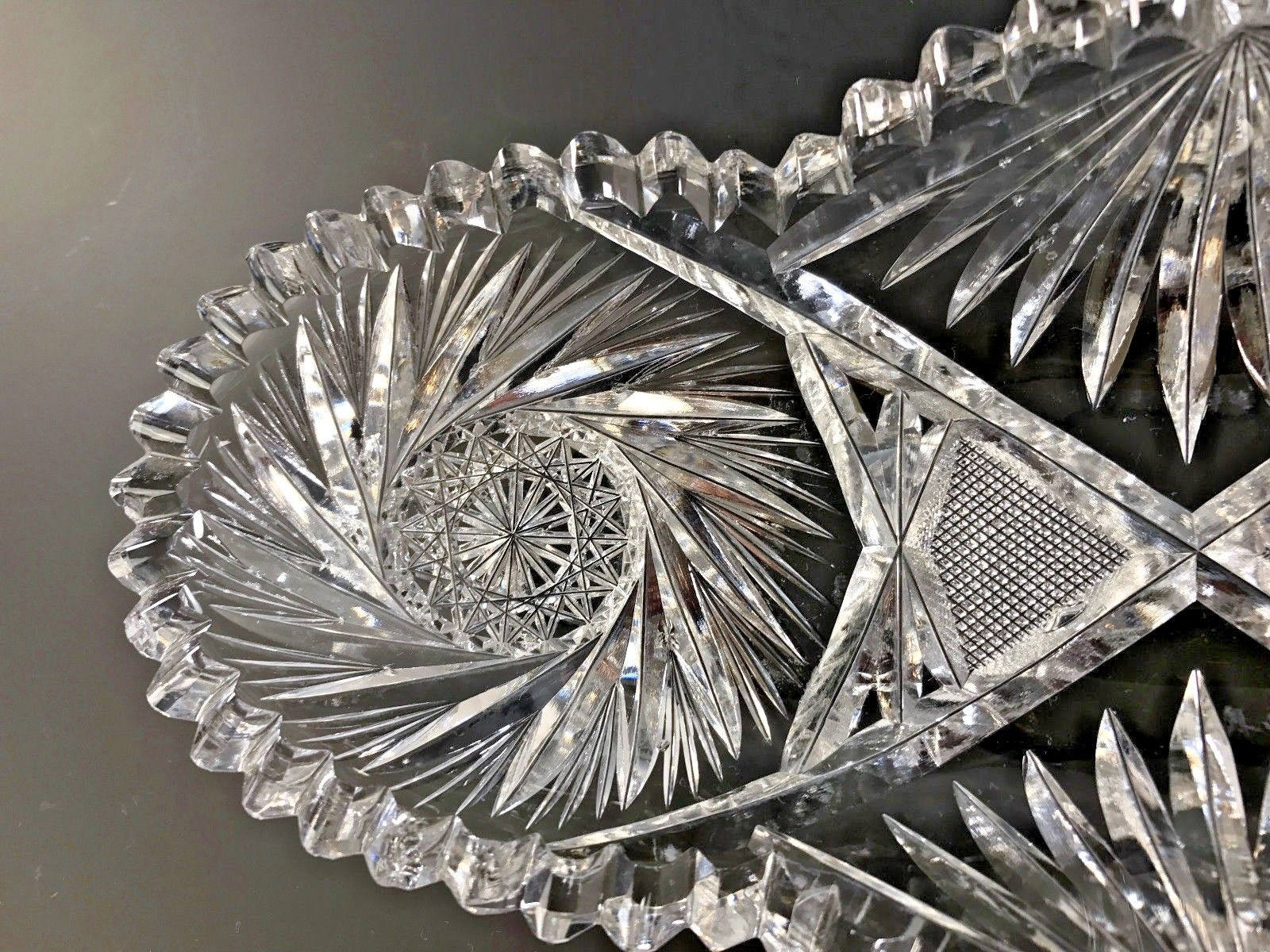 Antique ABP American Brilliant Cut Glass Celery or Relish Tray