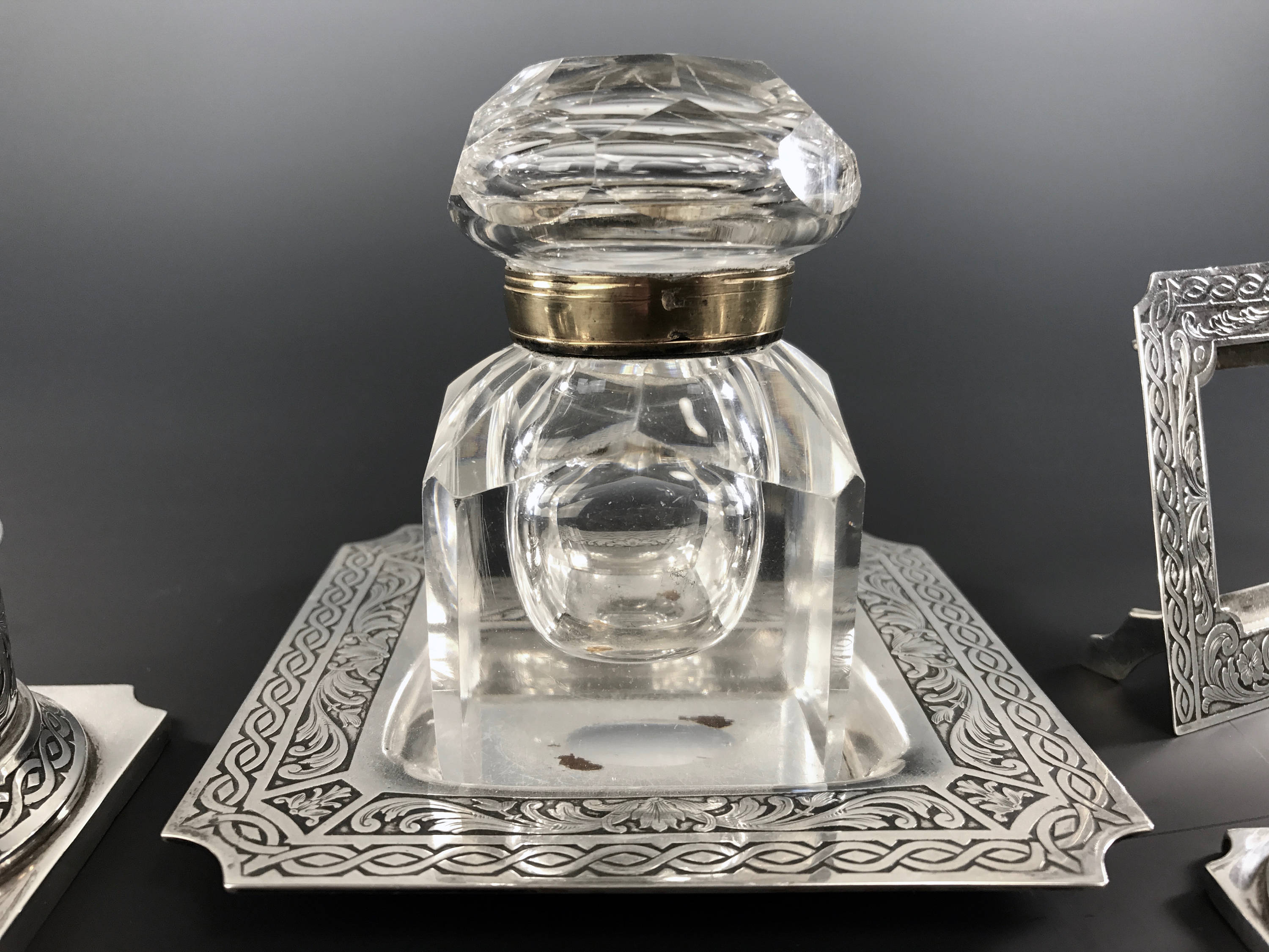 Gorham Sterling Silver Desk Set 1913 Monogram F A C 4 Pieces 1