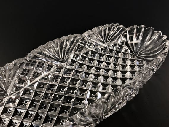 Antique AMERICAN BRILLIANT Cut Glass Celery Tray w Lovely Cutting