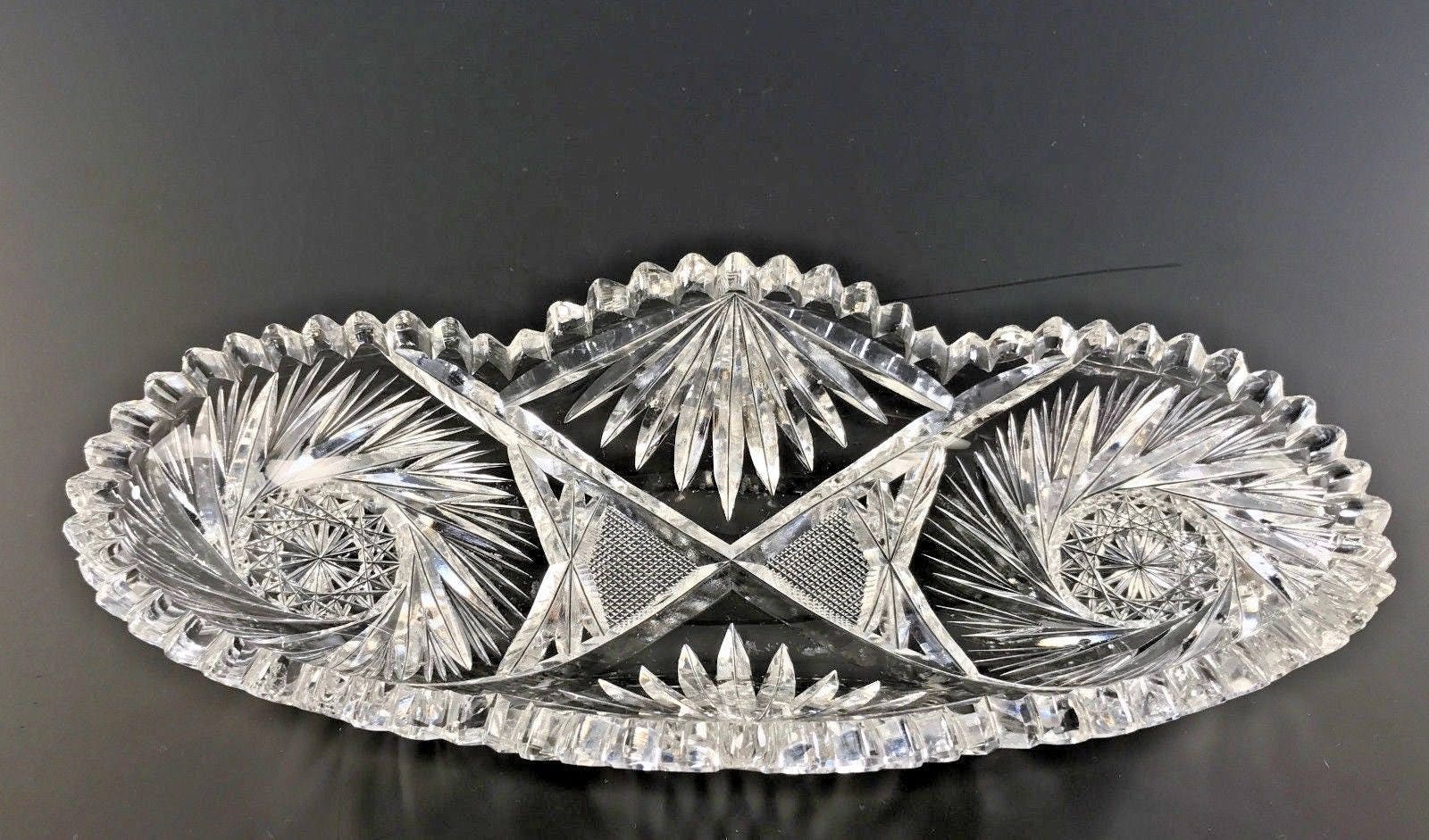 Antique ABP American Brilliant Cut Glass Celery or Relish Tray