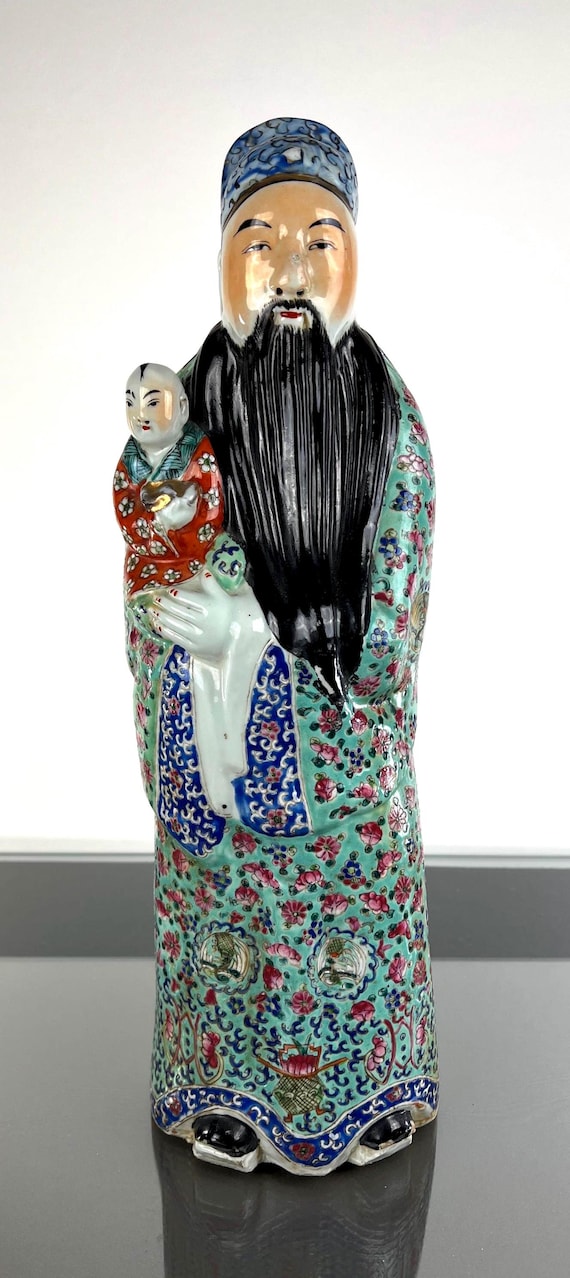 Antique HUGE CHINESE STATUE Fuxing God of Prosperity