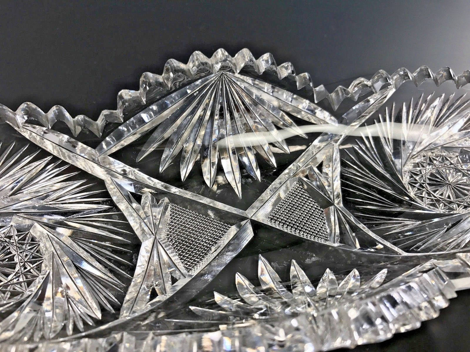 Antique ABP American Brilliant Cut Glass Celery or Relish Tray