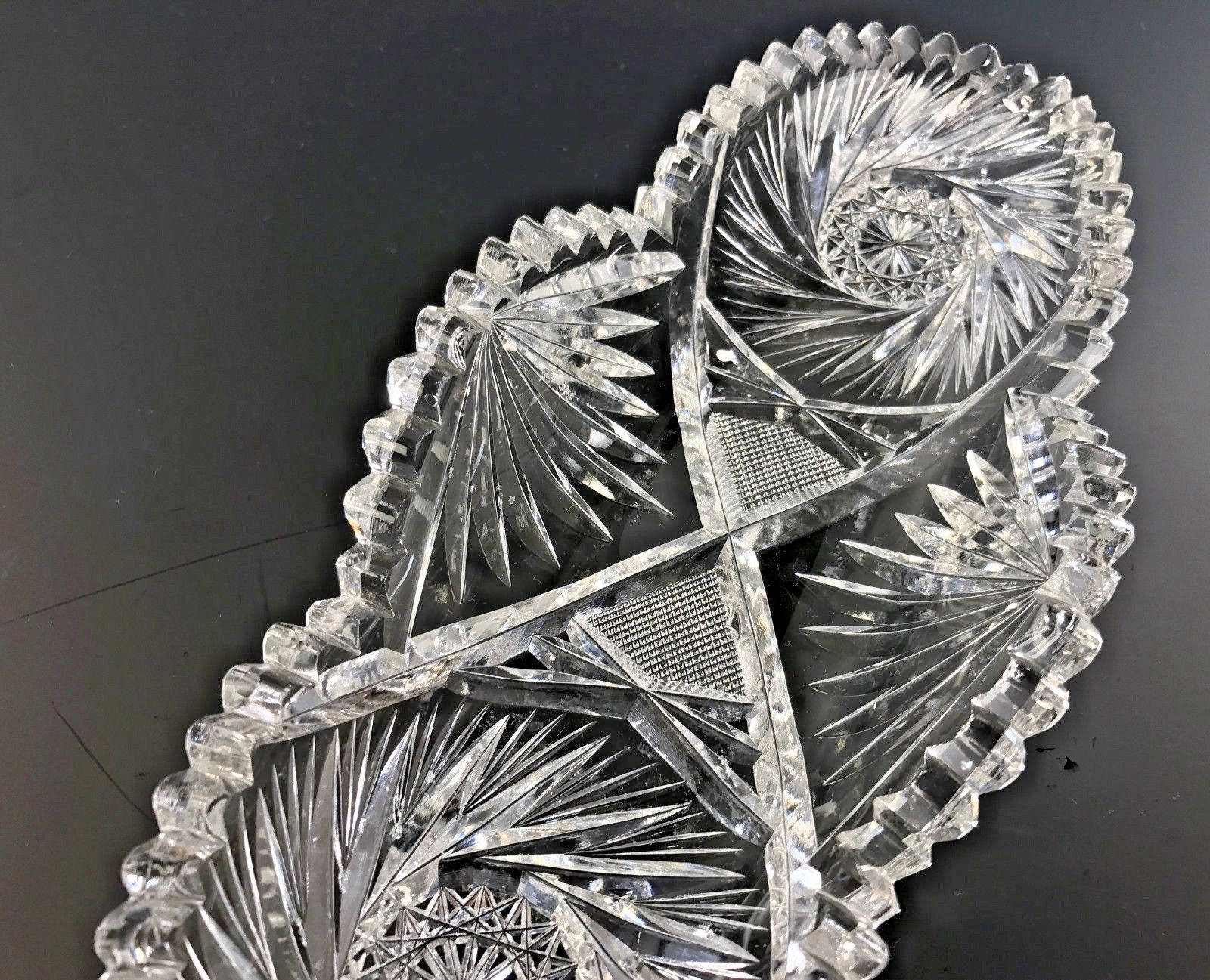 Antique ABP American Brilliant Cut Glass Celery or Relish Tray