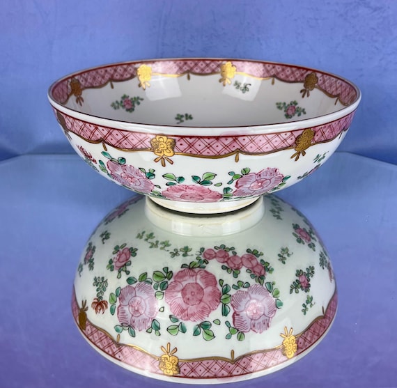 Antique ADAMS Floral Lowestoft Hand Painted Chinoiserie Bowl
