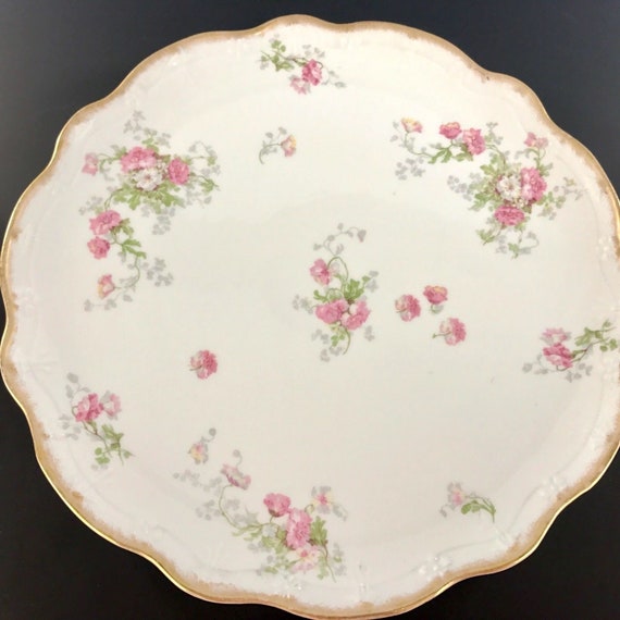 Antique J. POUYAT LIMOGES Platter Decorated W Pink Roses Other