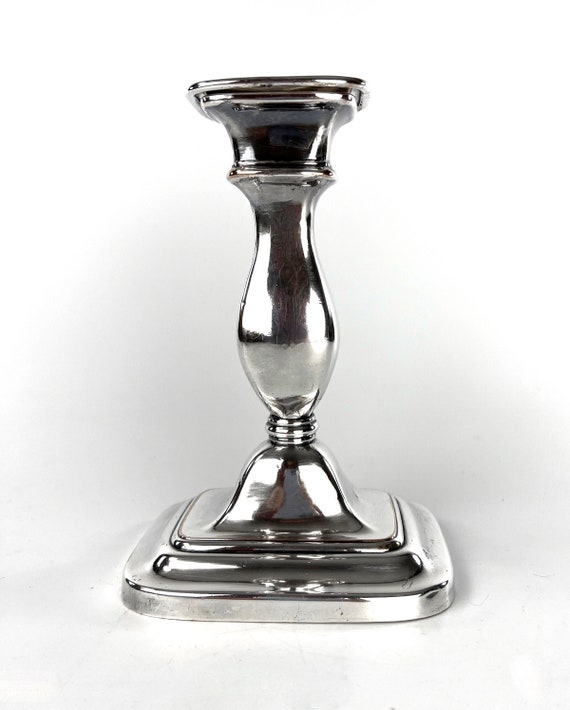 Antique Old Sheffield Plate Silver Over Copper Candlestick w Original Bobeche