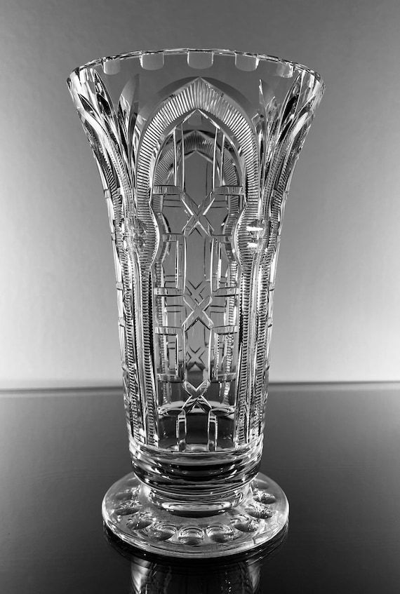 Antique WEBB Cut Glass Vase Circa 1936-1949