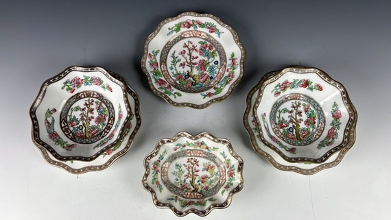 Nice COALPORT India Tree | Group Of 6 Pcs | Finger Bowls Plates Oval Bowls