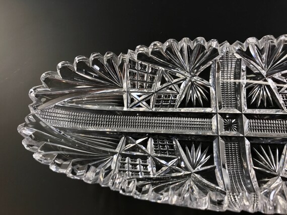 Antique American Brilliant Period Cut Glass Better Celery Tray Very Heavy Blank