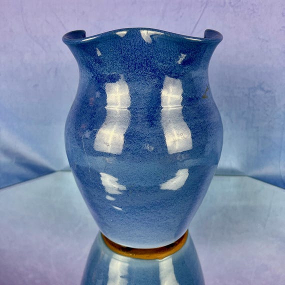 Vintage Blue Studio Pottery Vase 8"