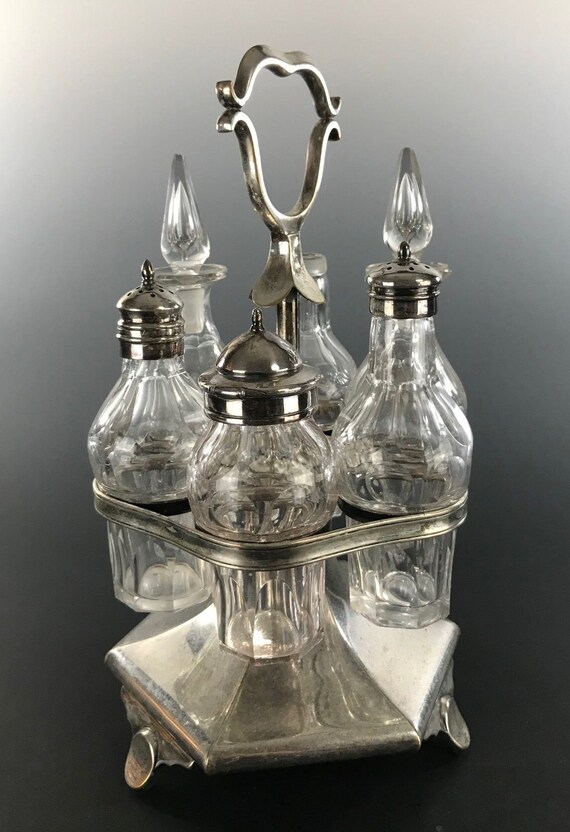 Earlier Antique Victorian Silverplate Dinner Castor Set F. CURTIS Manufacturing Circa 1850