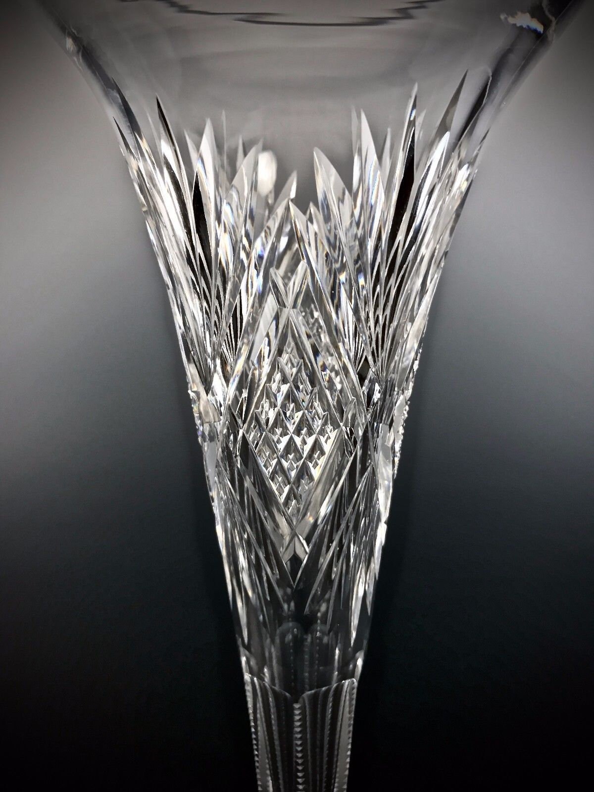 American Brilliant Cut Glass TRUMPET VASE 12 Tall