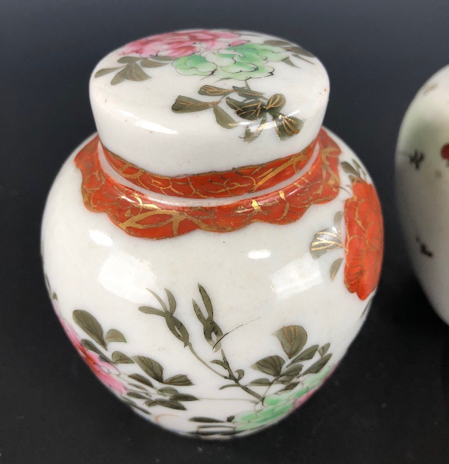 Vintage Chinese Ginger Jars Lot of 3 Small Covered Jars