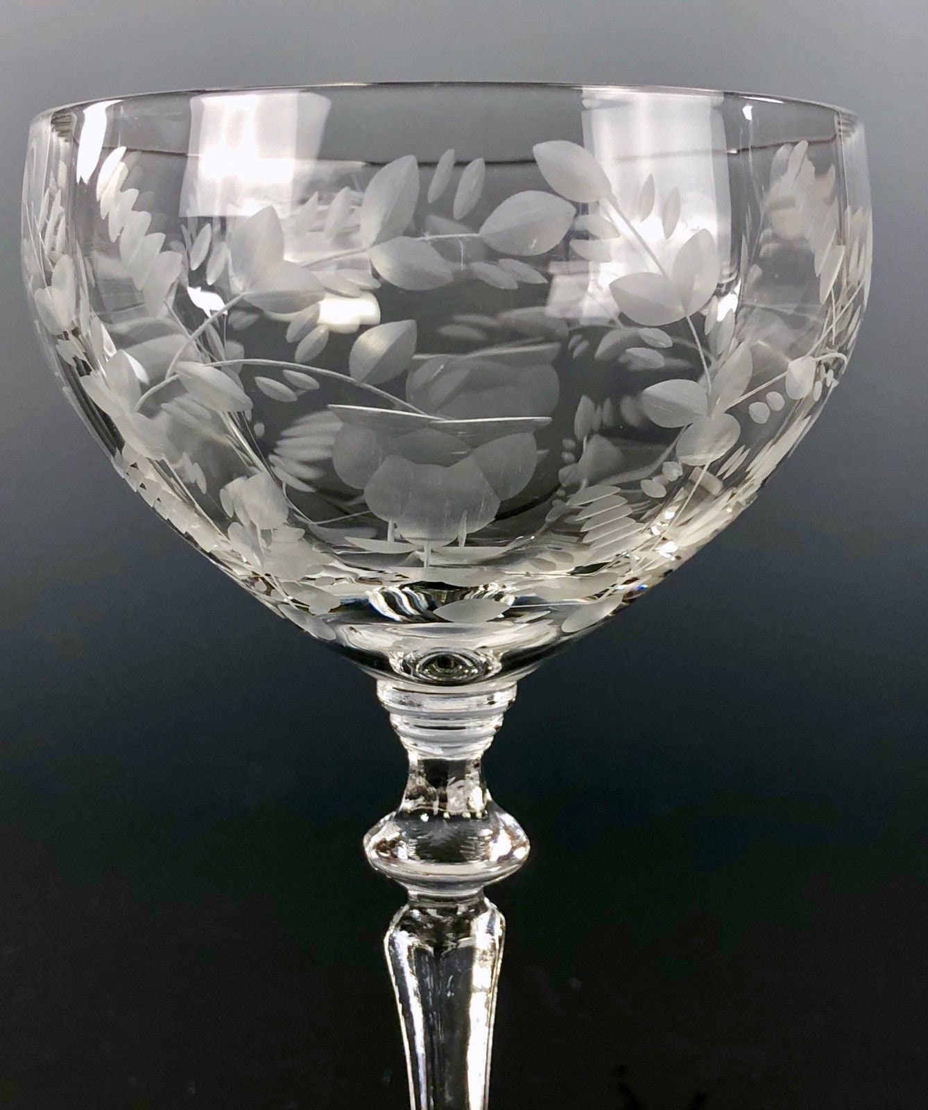 5 PIECES Engraved Glass Cocktail Glasses - Likely American Glass ...