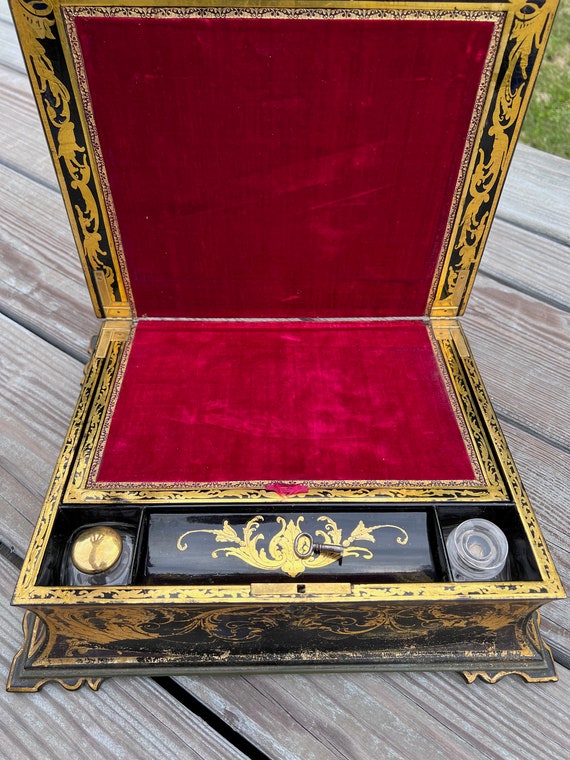 JENNENS & BETTRIDGE Gilded Writing Case "Patented Inlaid Gems" Circa 1850