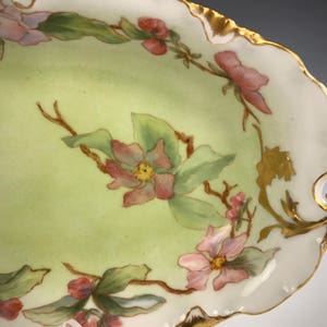Antique ROSENTHAL VERSAILLES Hand Painted Celery Artist Signed Wild Roses Gilding 1891-1906