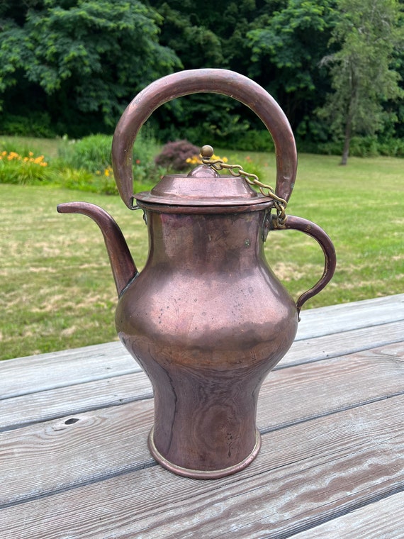 Earlier Antique Copper Water Carrying Covered Pitcher