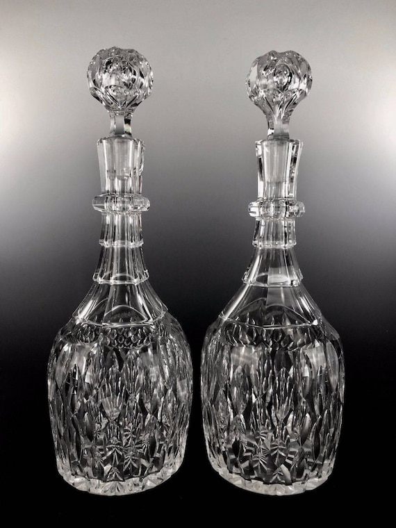 Antique PAIRPOINT ABP American Brilliant Period Cut Glass Pair Of Decanters