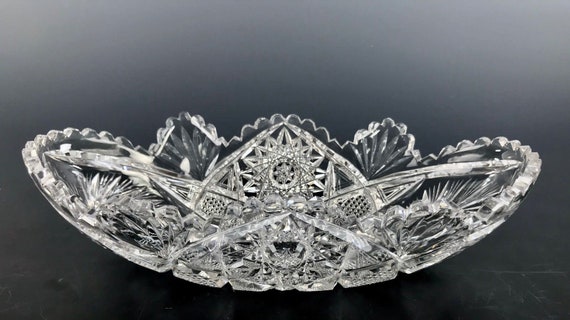 Antique American Brilliant Fancy Rim Oval Bowl