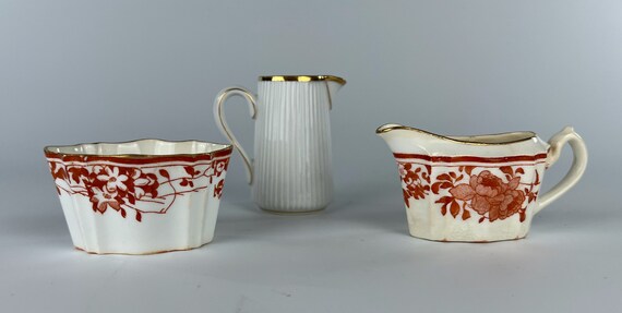 Antique Porcelain Lot Wedgwood Cream/Sugar French Tiny Pitcher Mehun Depose 3 piece lot