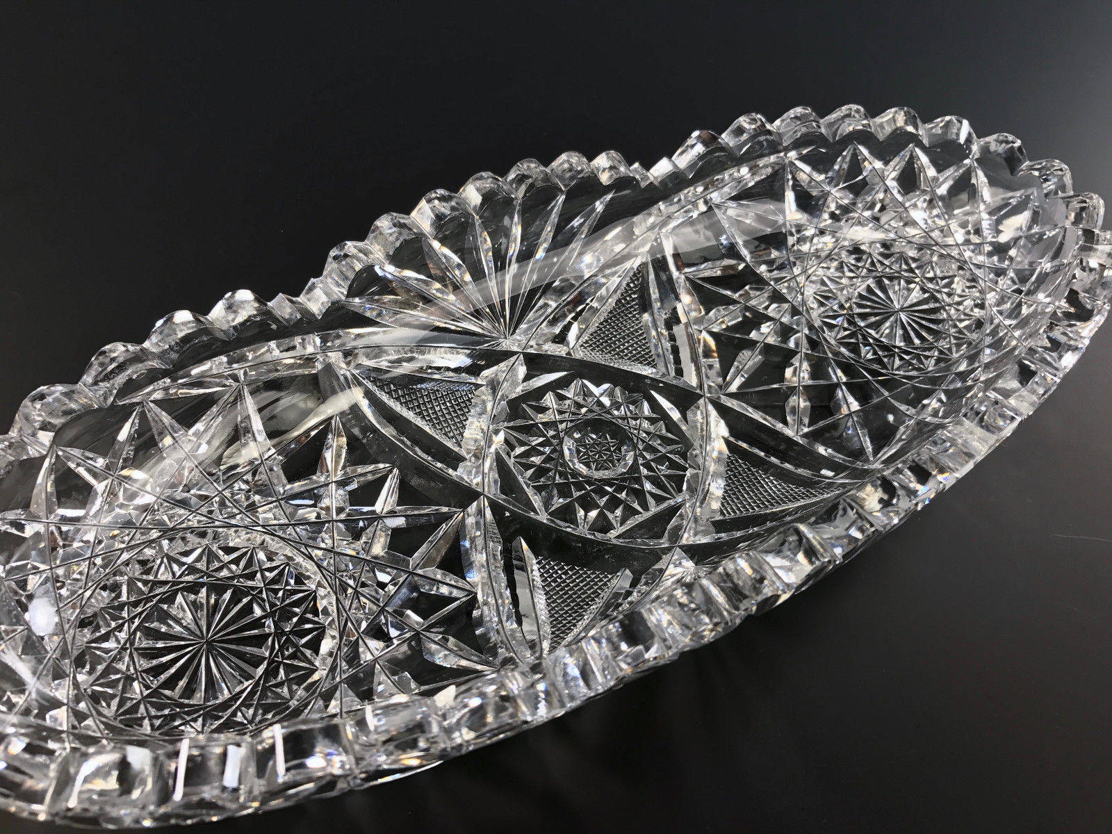 Antique AMERICAN BRILLIANT Cut Glass Very Nice Celery Tray ABP