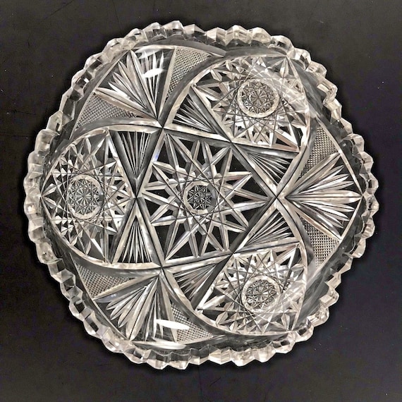 Antique American Brilliant Cut Glass Low Bowl
