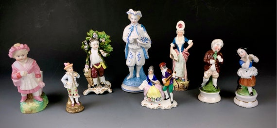 Instant Collection of Antique Figurines, Statuettes, Match Holder Variety of Age, Subject, Origin - 8 PCS