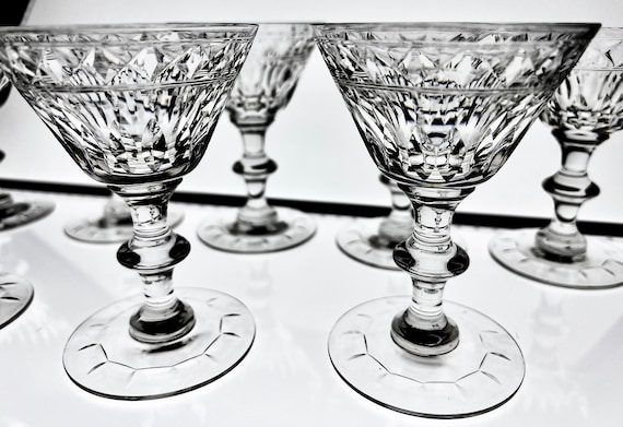 HAWKES Vintage Glassware Liquor Cocktail BIRR Pattern 8 PCS