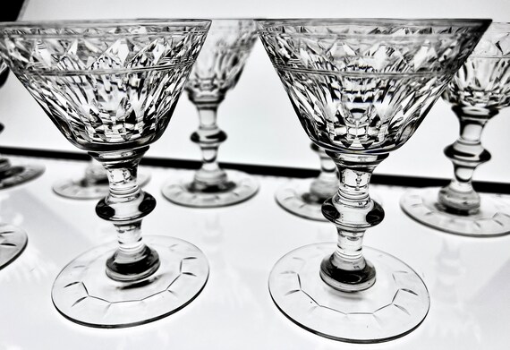 HAWKES Vintage Glassware Liquor Cocktail BIRR Pattern 8 PCS