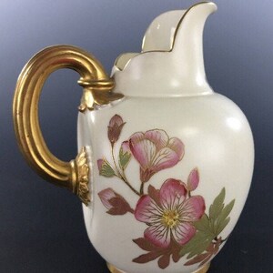 Antique ROYAL WORCESTER Small Jug Floral Painting 1889 Date Mark
