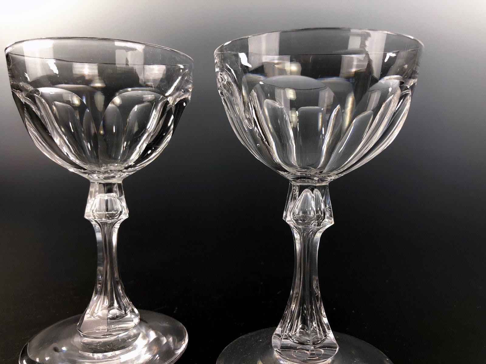Antique American Brilliant Cut Glass TWO STEMS Cocktail Wine Glasses