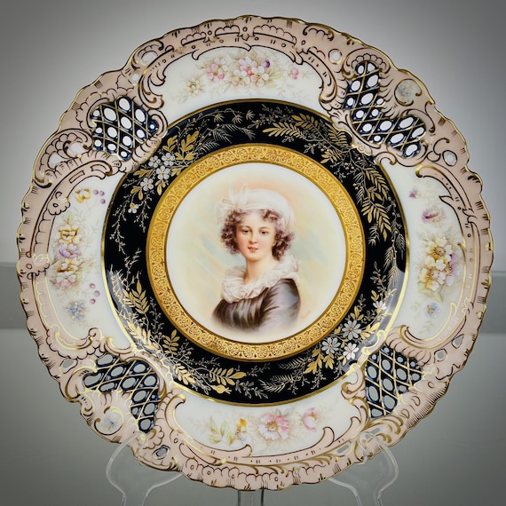 Porcelain Hand Painted Portrait Cabinet Plate French Md LEBRUN SUO RITRATTO