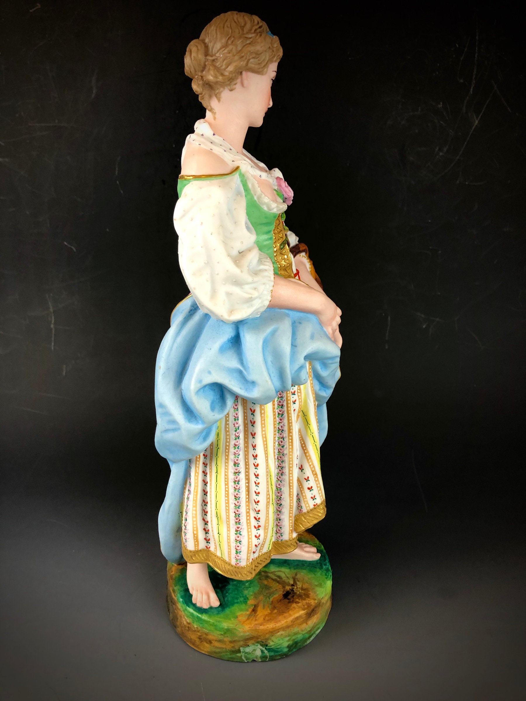 JEAN GILLES Antique French Porcelain Statue Hand Painted Woman With Jug ...