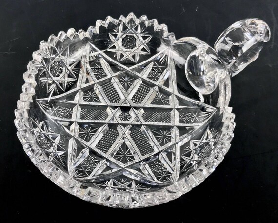 Antique ABP American Brilliant Cut Glass Sweet Small Handled Bonbon