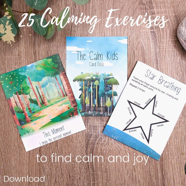 The Calm Kids Mindfulness Card Deck - Relaxing breathing exercises and activities with watercolor art for toddlers, preschoolers, and kids