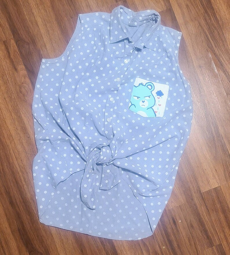 Custom grumpy sleeveless button up