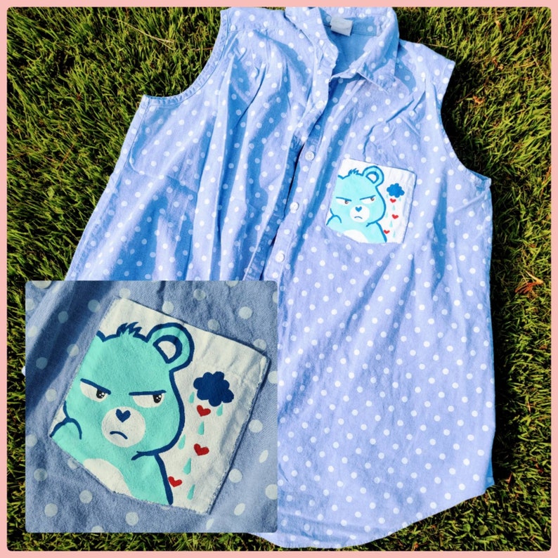 Custom grumpy sleeveless button up
