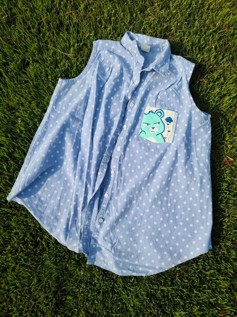 Custom grumpy sleeveless button up