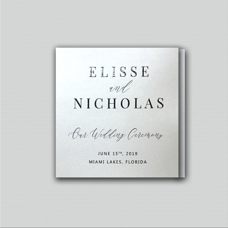 Custom Wedding Programs Event Ceremony Square Folded Etsy