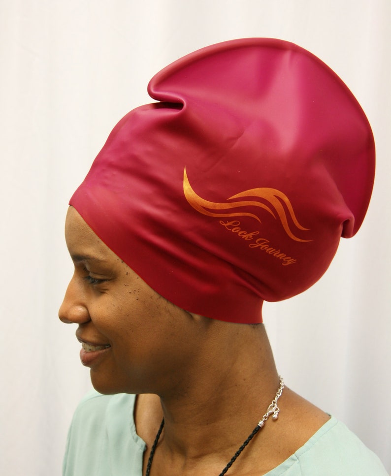 Xl Red Silicone Swim Or Shower Cap For Dreadlocks Braids Image 0