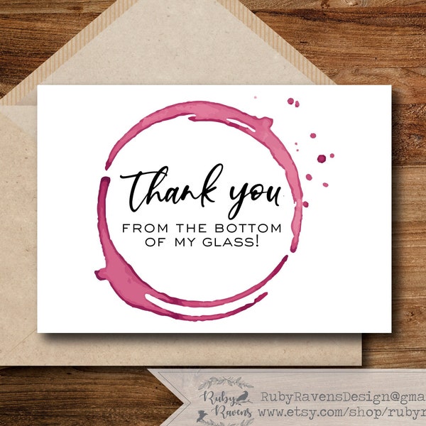 Wine Thank You Notes - Etsy