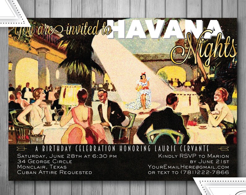 Havana Nights Invitation Salsa Night Invitation Havana Invitation Hot Havana night Invite Shower Invite Bachelorette Party