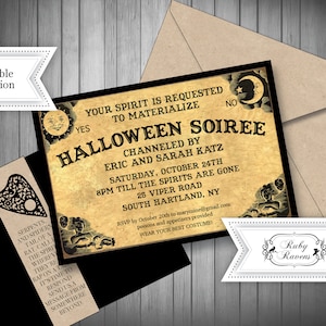 Ouija Board Invitation Invite, Halloween Party Invite,Ouija Save the Date, Gothic, Spirit Board Invite , Till death do us part invite