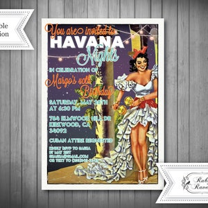 Havana Nights Invitation, Salsa Night Invitation, Havana Save the Date, Hot Havana night Invite, Shower Invite,  Tropic Theme Party,