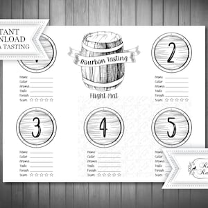 SOFORTIGER DOWNLOAD - Bourbon Verkostungs Score Karte, Bourbon Flug, Bourbon Tasting Kit, Blind Bourbon Verkostungskarte, Bourbon Bewertung Tischset