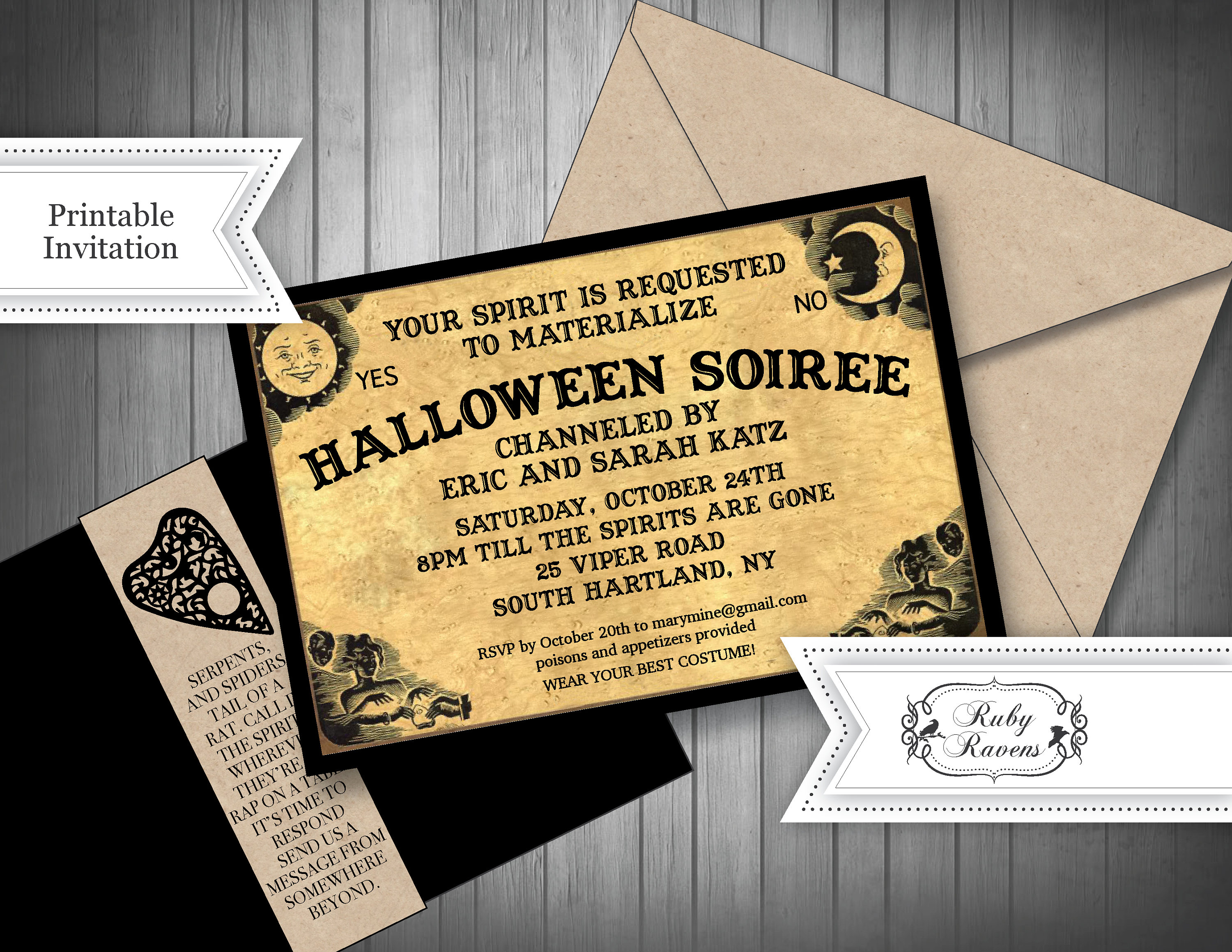 Printable Ouija Board Invitation Wedding Invite RSVP Halloween Etsy