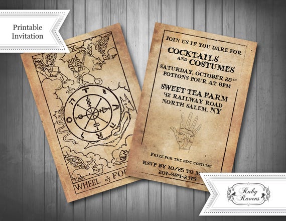 Halloween Invite, Tarot Card Invite, Spooky Costume Party Invitation, Witches Tea Party Invite, Spooky Witchy Invite, Seance Halloween Party