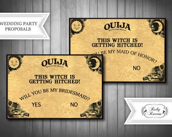 INSTANT DOWNLOAD Printable Ouija Board Bridesmaid Proposal Invite, Will you be my bridesmaid invite card, gothic bridesmaid proposal card