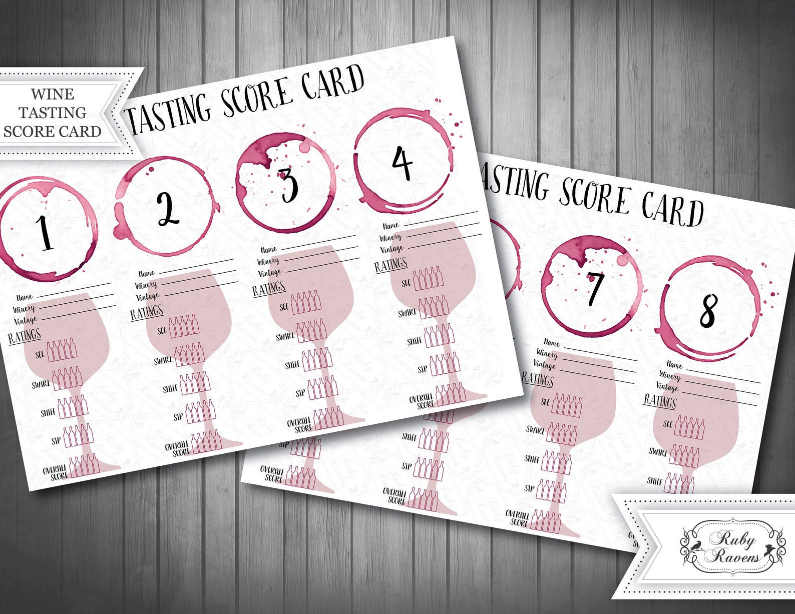 Wine Tasting Placemat, Wine Score Card, Wine Notes, Wine Flight, Wine ...