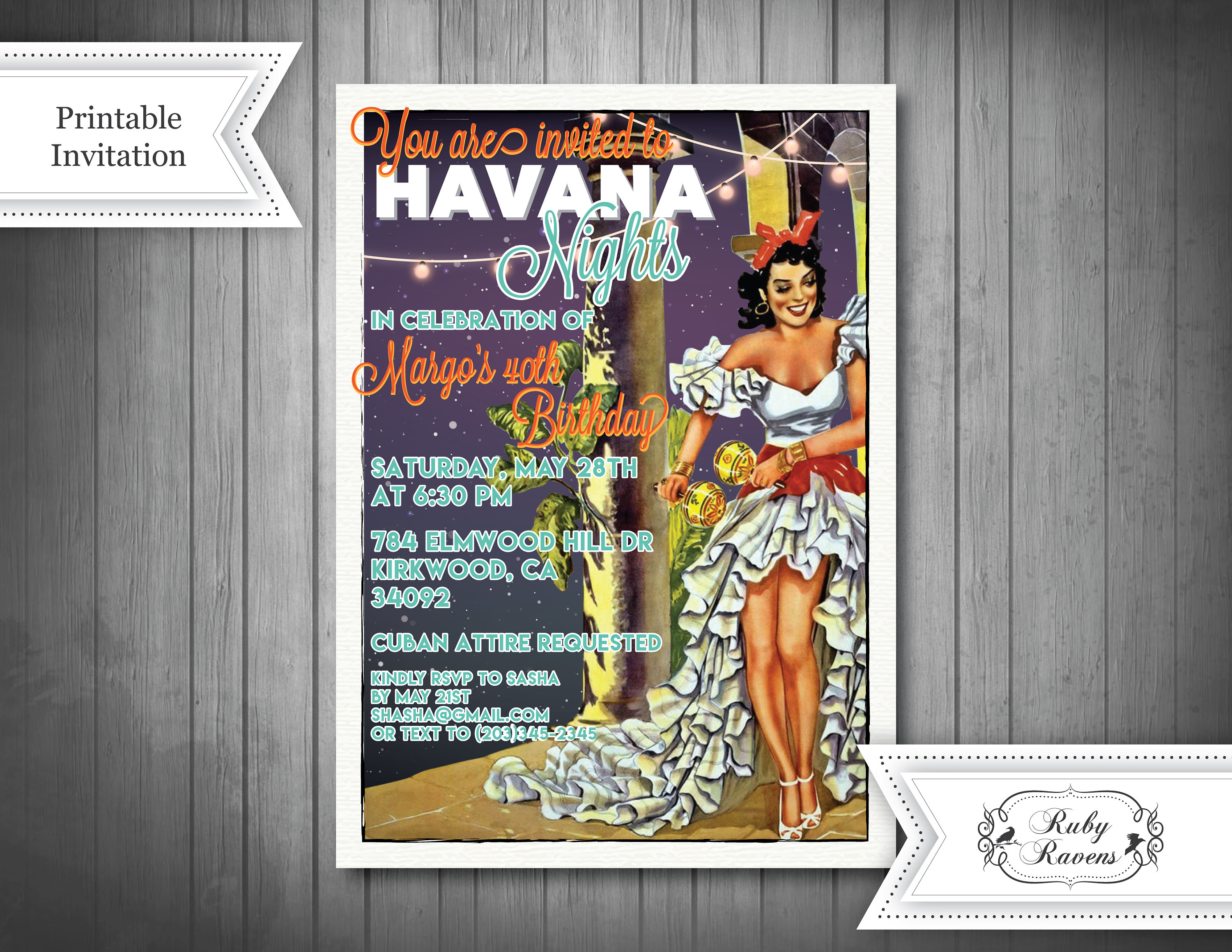 Havana Nights Party, Havana Night Birthday Party Invitation, Havana Nights  Invitation, Havana Night Dinner, Havana Night Party Invitation, Havana  Nights Themed Party